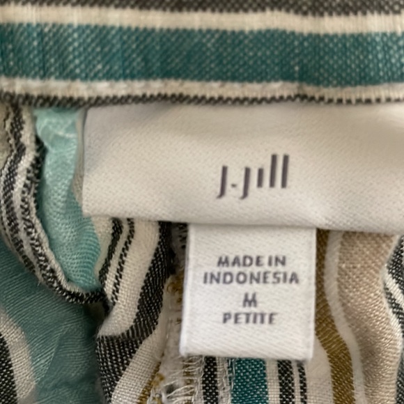 J. Jill Womans Pants Linen Blend Pull-On Tie Waist Tan Striped Petite Medium - Picture 7 of 10